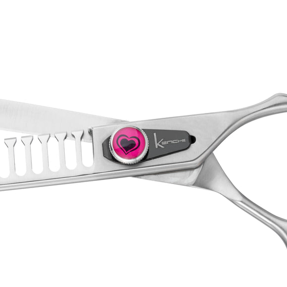Kenchii Love Chunkers 8" Grooming Scissors – Single-Sided Thinning Blade with 22 Teeth, Ergonomic Design