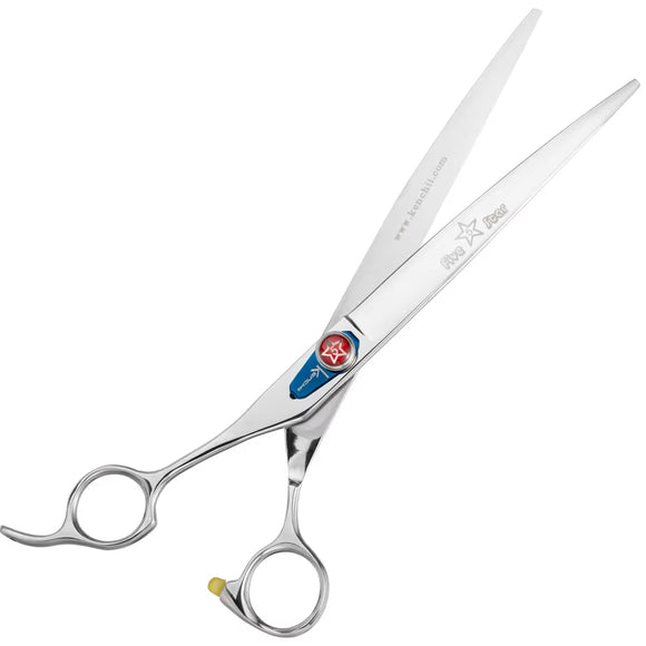 Kenchii Five Star Offset Left Curved Scissors – 7 Inch Left-Handed Ergonomic Grooming Shears