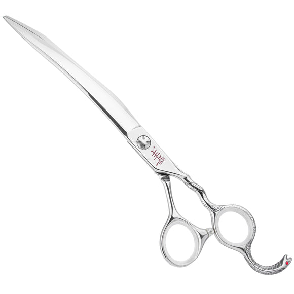 Yento Cobra Curved Grooming Scissor 8" – Hand-Forged Cobalt Steel, Decorative Handle