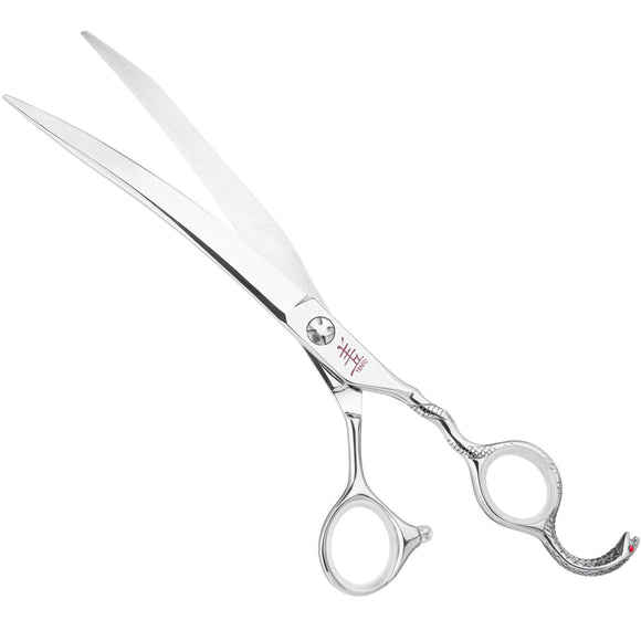 Yento Cobra Curved Grooming Scissor 8" – Hand-Forged Cobalt Steel, Decorative Handle
