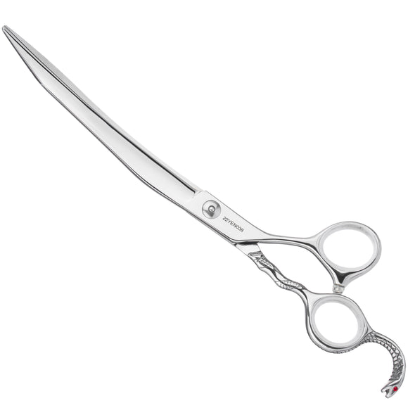Yento Cobra Curved Grooming Scissor 8" – Hand-Forged Cobalt Steel, Decorative Handle