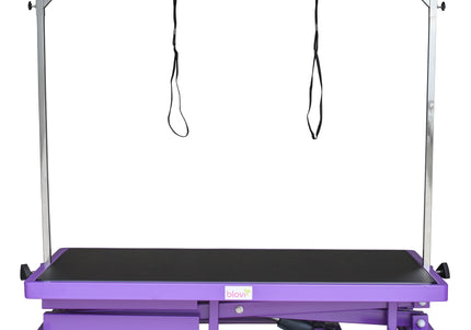 Blovi Callisto Electric Grooming Table – Adjustable Lift, 125x65cm Non-Slip Purple Top