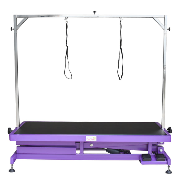 Blovi Callisto Electric Grooming Table – Adjustable Lift, 125x65cm Non-Slip Purple Top