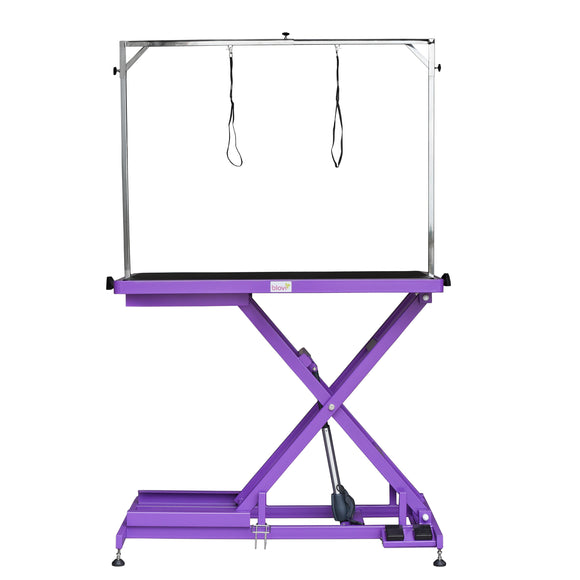 Blovi Callisto Electric Grooming Table – Adjustable Lift, 125x65cm Non-Slip Purple Top