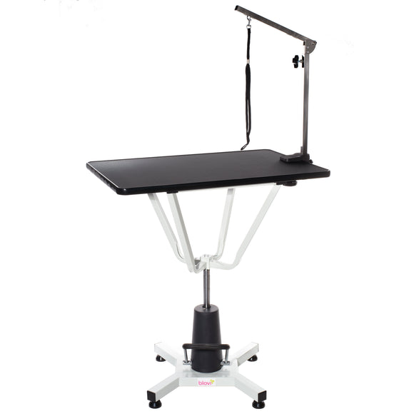 Blovi Mars Hydraulic Grooming Table – Swivel Top, 81x52cm, Sturdy Black Finish