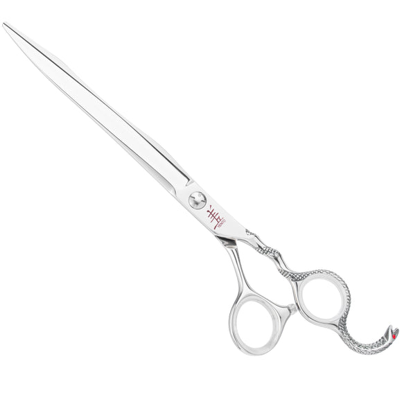 Yento Cobra 8" Straight Grooming Scissors – Hand-Forged Cobalt Steel with Decorative Handle