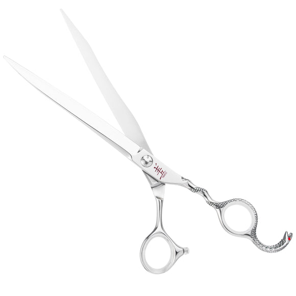 Yento Cobra 8" Straight Grooming Scissors – Hand-Forged Cobalt Steel with Decorative Handle