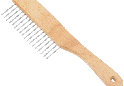 Miranda Wide-Tooth Grooming Comb – Wooden Handle, Gentle Detangling Design