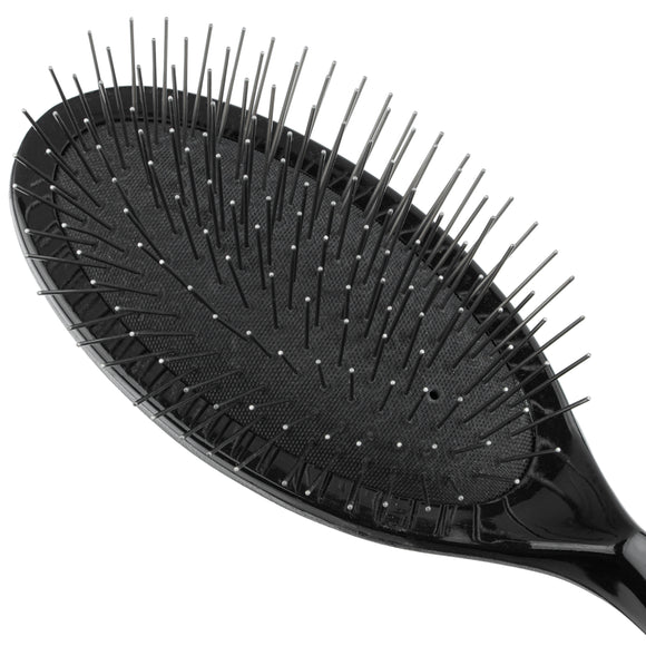 All Systems Oval Plastic Pin Brush – Large 25mm Metal Pins, Professional Black Design