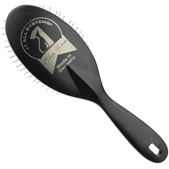 All Systems Oval Plastic Pin Brush – Large 25mm Metal Pins, Professional Black Design