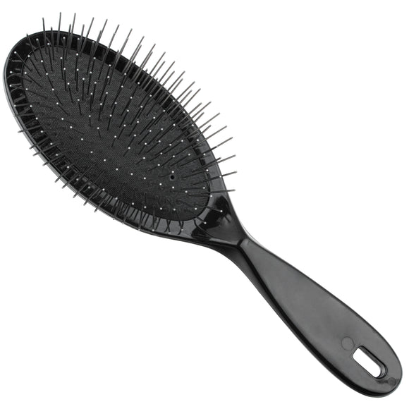 All Systems Oval Plastic Pin Brush – Large 25mm Metal Pins, Professional Black Design