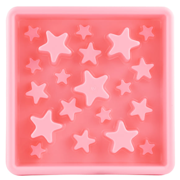 Eat Slow Live Longer Star Square Dog Bowl 30cm – Red, Anti-Gulping Design with Star Pattern