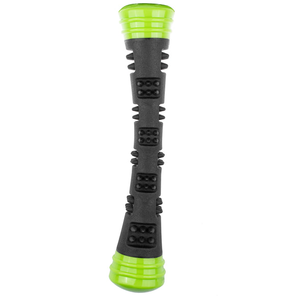 Dog Comets Meteor Green Rubber Fetch Stick – Large Size with Protrusions and Dual Squeakers