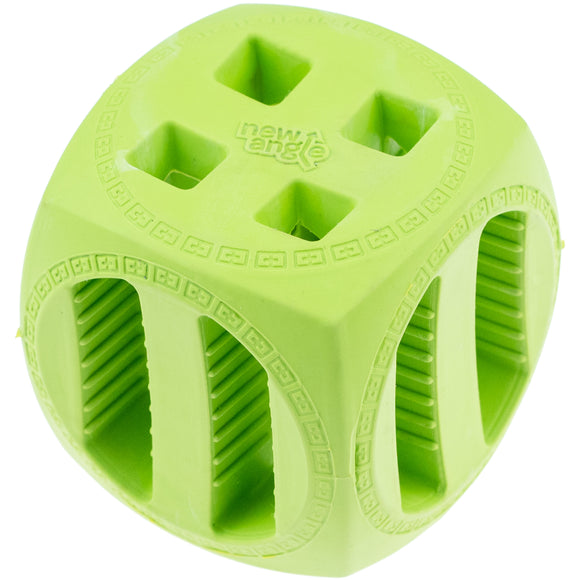 Dog Comets Pollux Rubber Treat Toy – 5.5cm Bouncing Cube, Durable Orange Design