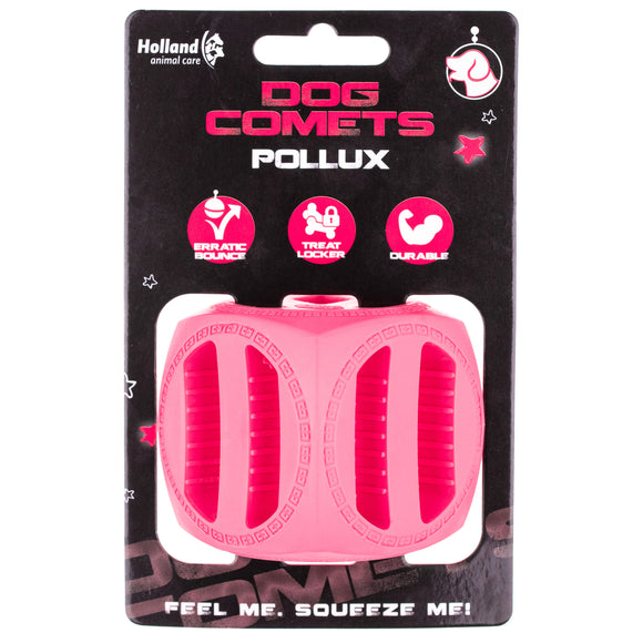 Dog Comets Pollux Rubber Treat Toy – 5.5cm Bouncing Cube, Durable Orange Design