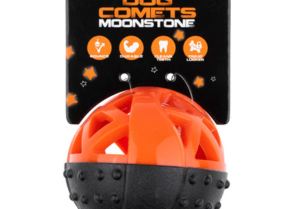 Dog Comets Moonstone Bouncy Treat Ball 9cm – Squeaker Toy, Durable Orange Design