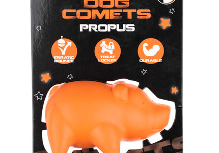 Dog Comets Propus 8cm Rubber Mini Fetch Toy – Orange Pig Design with Treat Hole