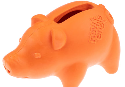 Dog Comets Propus 8cm Rubber Mini Fetch Toy – Orange Pig Design with Treat Hole