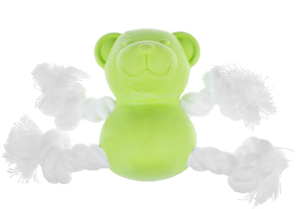 Dog Comets Ursa Minor Mini Fetch Toy – 7cm Rubber Teddy Bear with Ropes, Orange