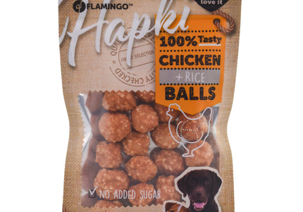 Flamingo Hapki Chicken & Rice Balls 75g – Tasty Bite-Sized Dog Treats with Real Chicken and Rice