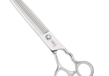 Yento Cobra Thinning Shears 7" – Premium Cobalt Single-Sided 48-Tooth Scissors with Decorative Handle