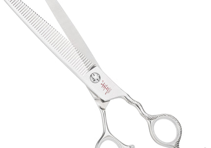Yento Cobra Thinning Shears 7" – Premium Cobalt Single-Sided 48-Tooth Scissors with Decorative Handle
