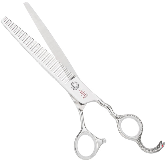 Yento Cobra Thinning Shears 7" – Premium Cobalt Single-Sided 48-Tooth Scissors with Decorative Handle