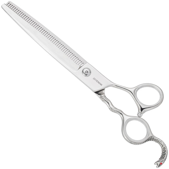 Yento Cobra Thinning Shears 7" – Premium Cobalt Single-Sided 48-Tooth Scissors with Decorative Handle
