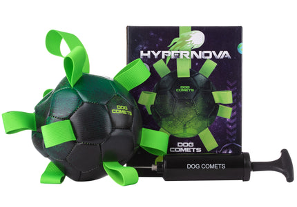 Dog Comets Hypernova Soccer Ball 15cm – Durable Orange Ball with Handles and Pump Included