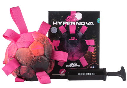 Dog Comets Hypernova Soccer Ball 15cm – Durable Orange Ball with Handles and Pump Included