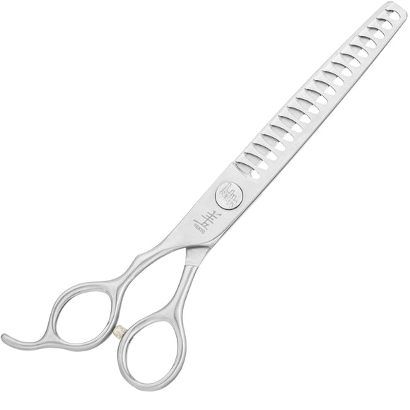 Yento Fanatic Series Chunker Lefty 7" – Carbon Stainless Steel Thinning Shears, 18 Teeth, Professional Left-Handed Design