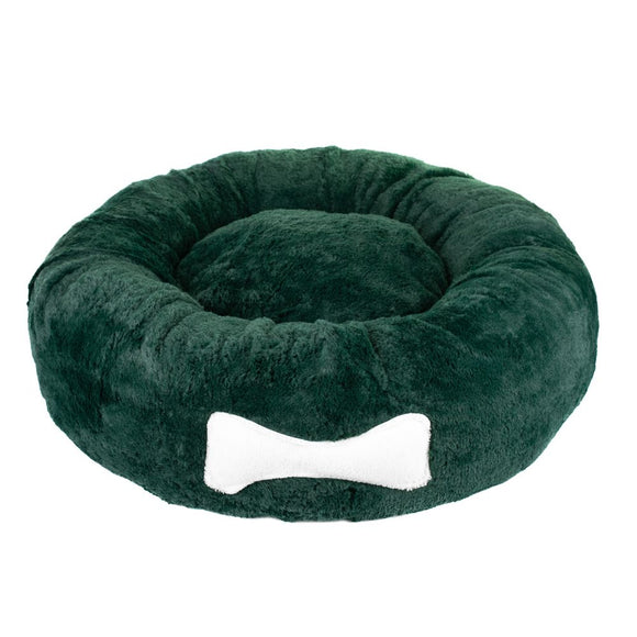 Biglo Plush Donut Dog Bed Emerald L – Soft Fluffy Anti-Stress Comfort Design