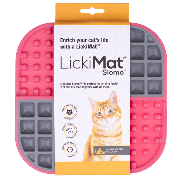 LickiMat Slomo Cat Licking Mat – Durable Hard Texture, Red, Promotes Slow Feeding