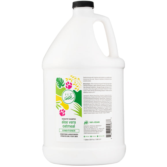 Pet Silk Vegan Aloe Vera Oatmeal Conditioner – Moisturizing Concentrate with Soothing Aloe and Oats, 3.8L