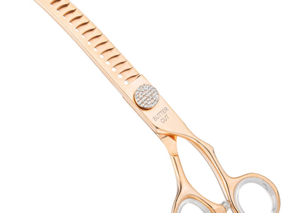 Geib Crystal Gold Chunker 7" Curved Thinning Shears – Japanese Stainless Steel, 20 Teeth, Professional Quality