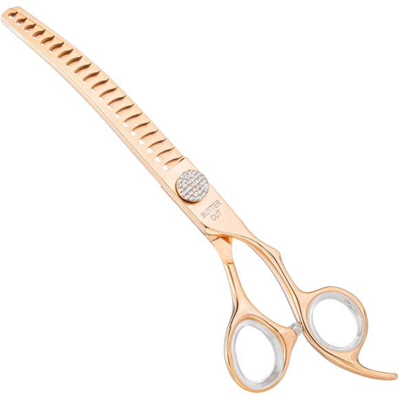 Geib Crystal Gold Chunker 7" Curved Thinning Shears – Japanese Stainless Steel, 20 Teeth, Professional Quality