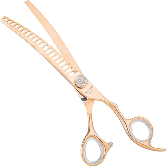 Geib Crystal Gold Chunker 7" Curved Thinning Shears – Japanese Stainless Steel, 20 Teeth, Professional Quality