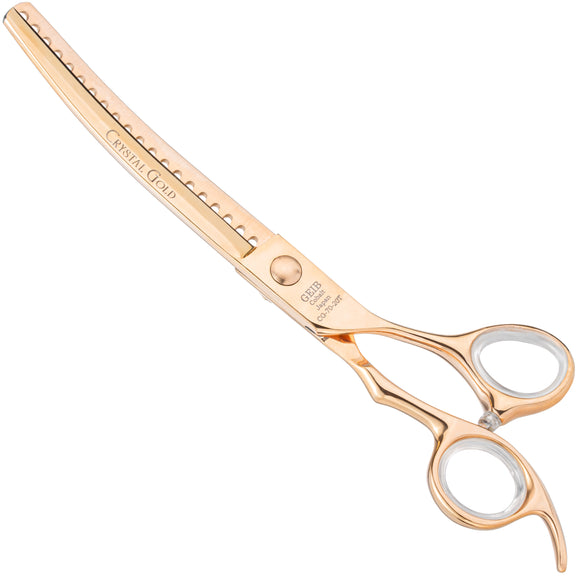 Geib Crystal Gold Chunker 7" Curved Thinning Shears – Japanese Stainless Steel, 20 Teeth, Professional Quality