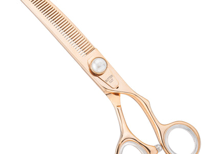 Geib Gold Pearl Curved Blender 6.5" – Single-Sided Thinning Shears, 46 Teeth, Elegant Gold Finish