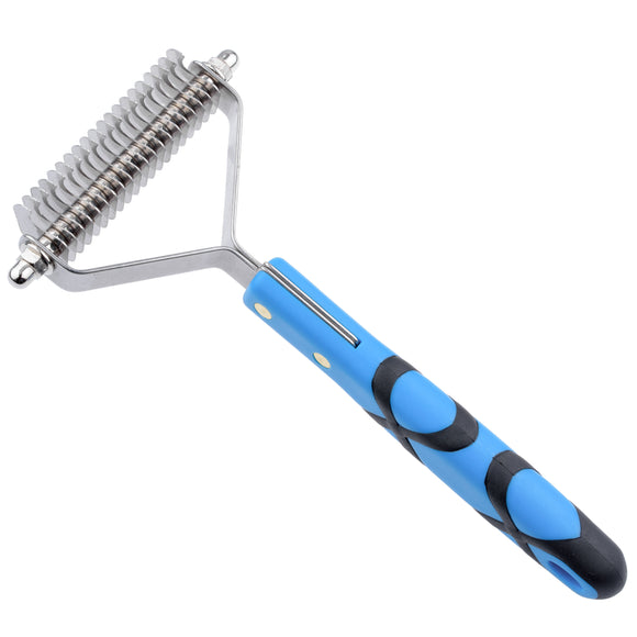 Groom Professional Coat Rake – Wide Hook Trimmer with Plastic Handle, 20 Hooks, 2.5mm Spacing