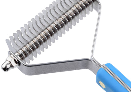 Groom Professional Coat Rake – Wide Hook Trimmer with Plastic Handle, 20 Hooks, 2.5mm Spacing