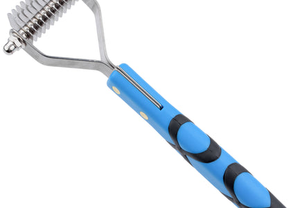 Groom Professional Coat Rake Medium – 12 Hook Trimmer with Ergonomic Plastic Handle, 2.5mm Spacing