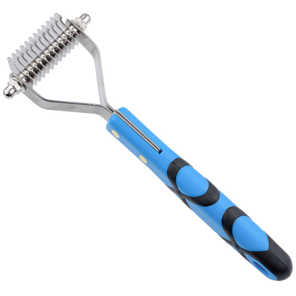 Groom Professional Coat Rake Medium – 12 Hook Trimmer with Ergonomic Plastic Handle, 2.5mm Spacing