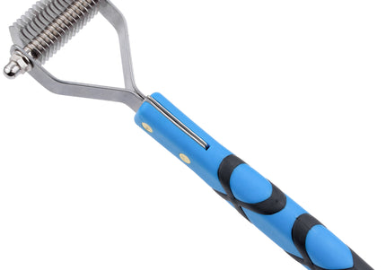 Groom Professional Coat Rake Extra Fine – 20 Hook Trimmer with Plastic Handle, 1.5mm Spacing