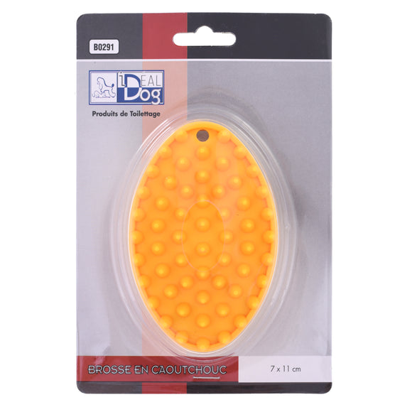 Chadog Rubber Grooming Brush 7x11cm – Flexible Gentle Bristles, Easy-Clean Design