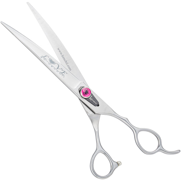 Kenchii Love Curved Grooming Scissors – 9 Inch, Ergonomic Handle, Professional Precision