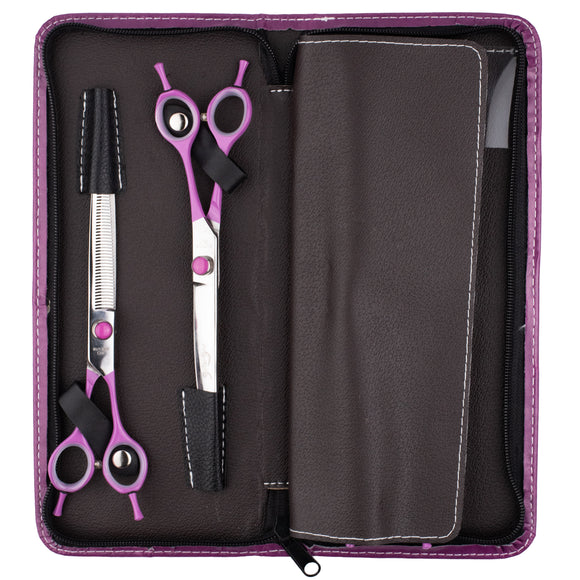 Geib Gator Gear Set 8" – Professional Scissors and Thinning Shears with Curved Handles, 3 Piece Kit