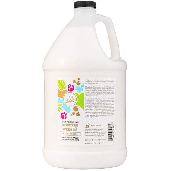 Pet Silk Vegan Moroccan Argan Oil Conditioner – Smoothing Concentrate, 1:16 Dilution, 3.8L Bottle