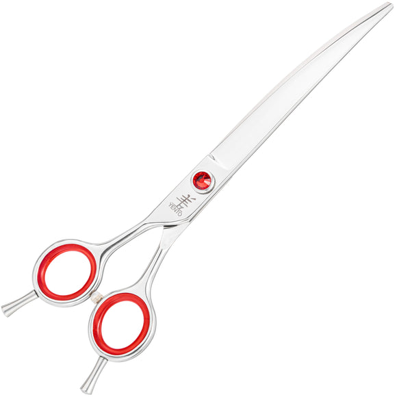 Yento Prime Left Curved Grooming Scissors 7.5in – Japanese Steel, Ergonomic Design