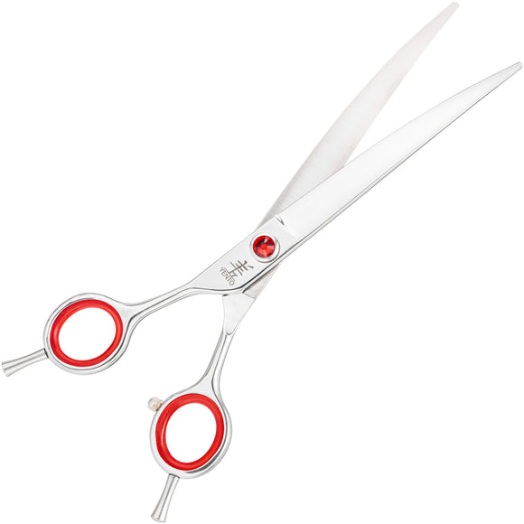 Yento Prime Left Curved Grooming Scissors 7.5in – Japanese Steel, Ergonomic Design